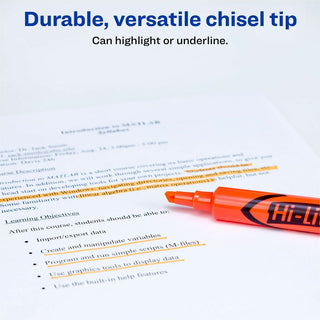 HI-LITER Desk-Style Highlighters, Fluorescent Orange Ink, Chisel Tip, Orange/Black Barrel, Dozen