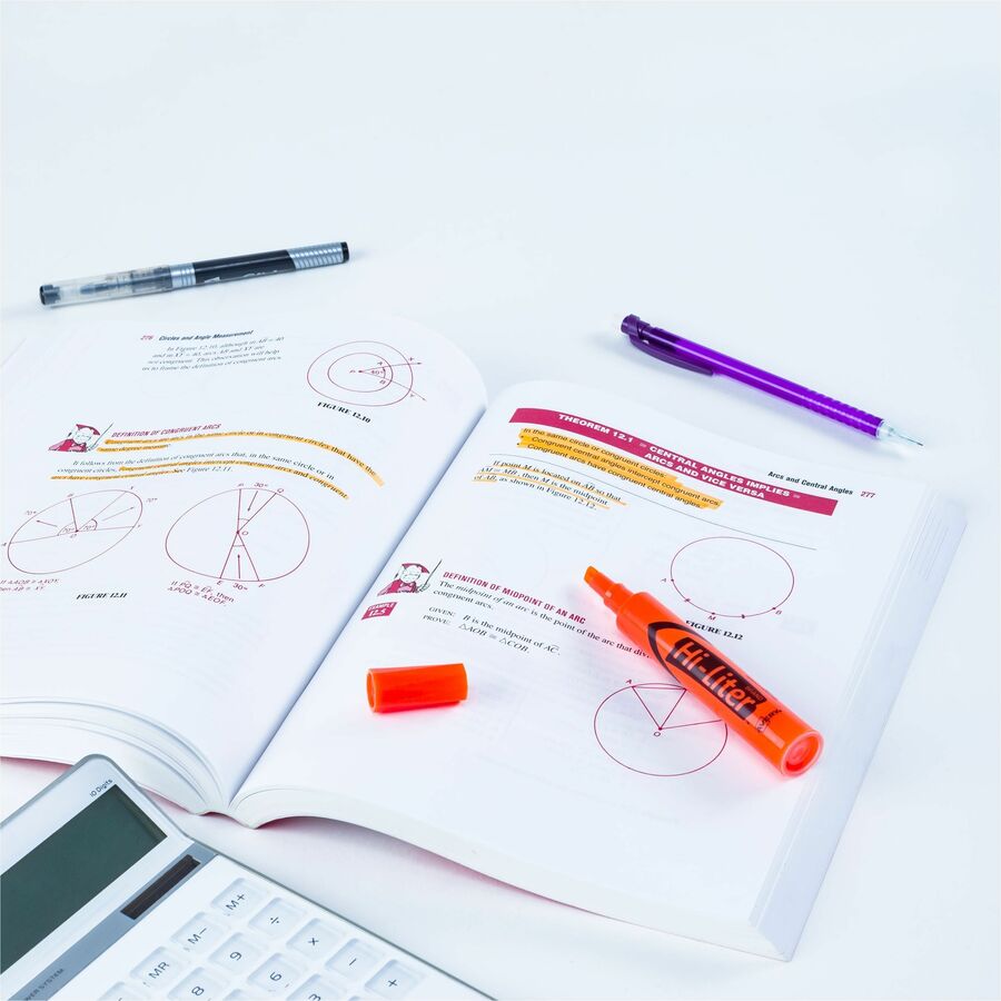 HI-LITER Desk-Style Highlighters, Fluorescent Orange Ink, Chisel Tip, Orange/Black Barrel, Dozen