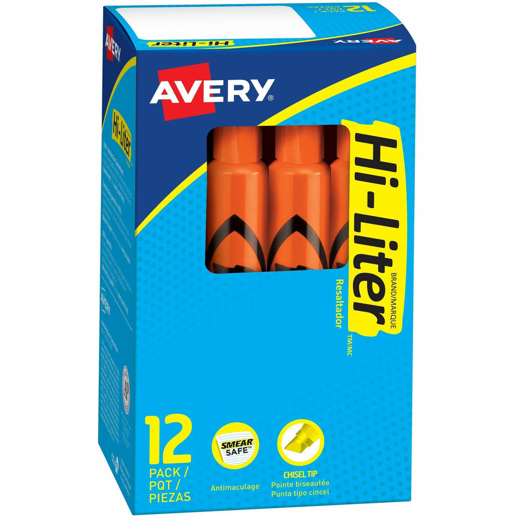 HI-LITER Desk-Style Highlighters, Fluorescent Orange Ink, Chisel Tip, Orange/Black Barrel, Dozen