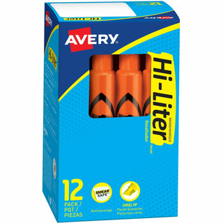 HI-LITER Desk-Style Highlighters, Fluorescent Orange Ink, Chisel Tip, Orange/Black Barrel, Dozen