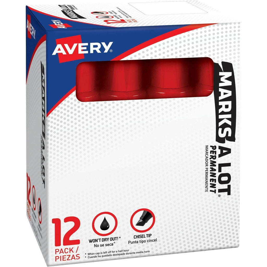 MARKS A LOT Extra-Large Desk-Style Permanent Marker, Extra-Broad Chisel Tip, Red (24147)