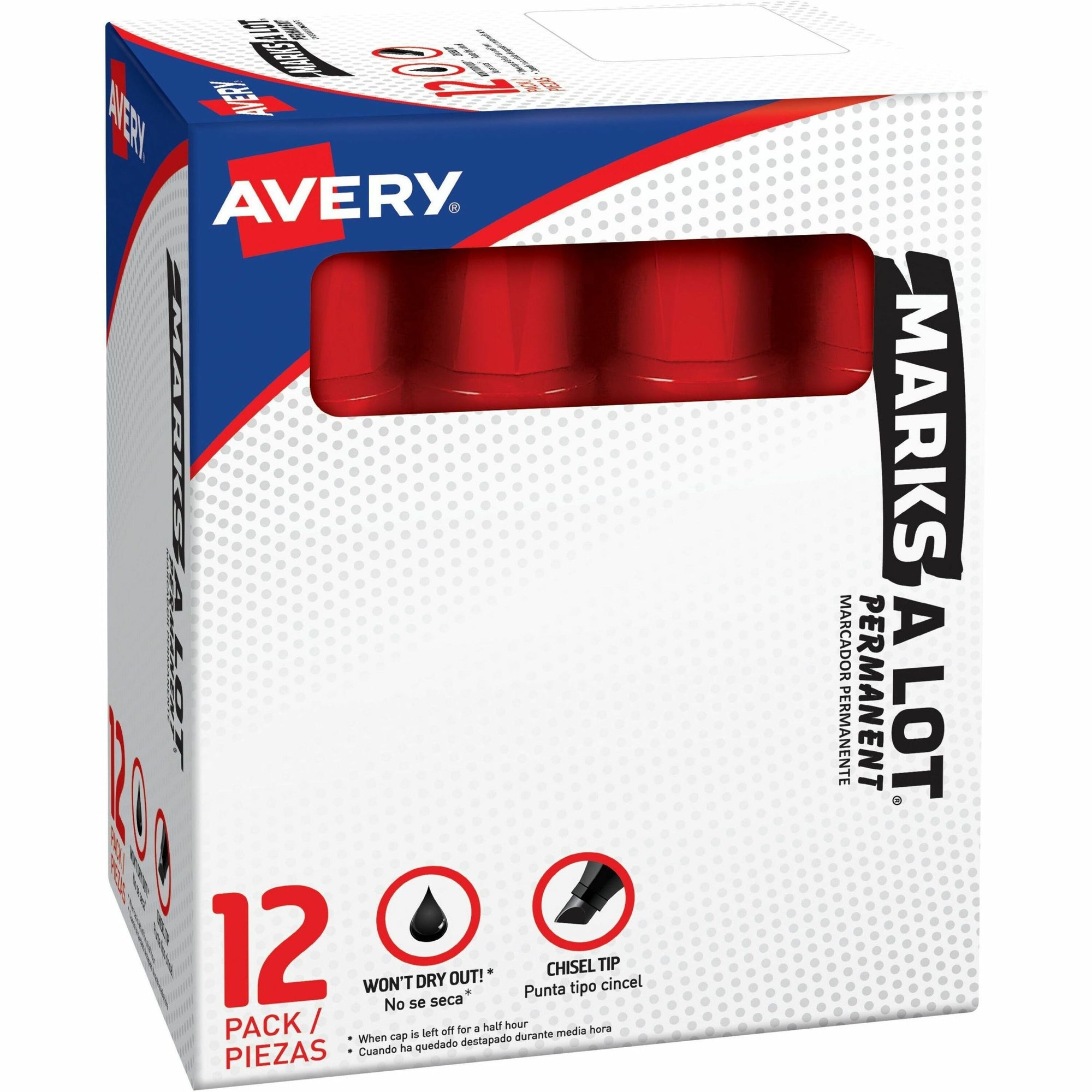 MARKS A LOT Extra-Large Desk-Style Permanent Marker, Extra-Broad Chisel Tip, Red (24147)