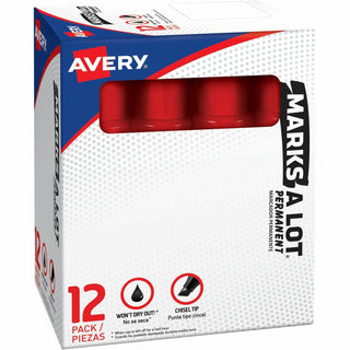 MARKS A LOT Extra-Large Desk-Style Permanent Marker, Extra-Broad Chisel Tip, Red (24147)
