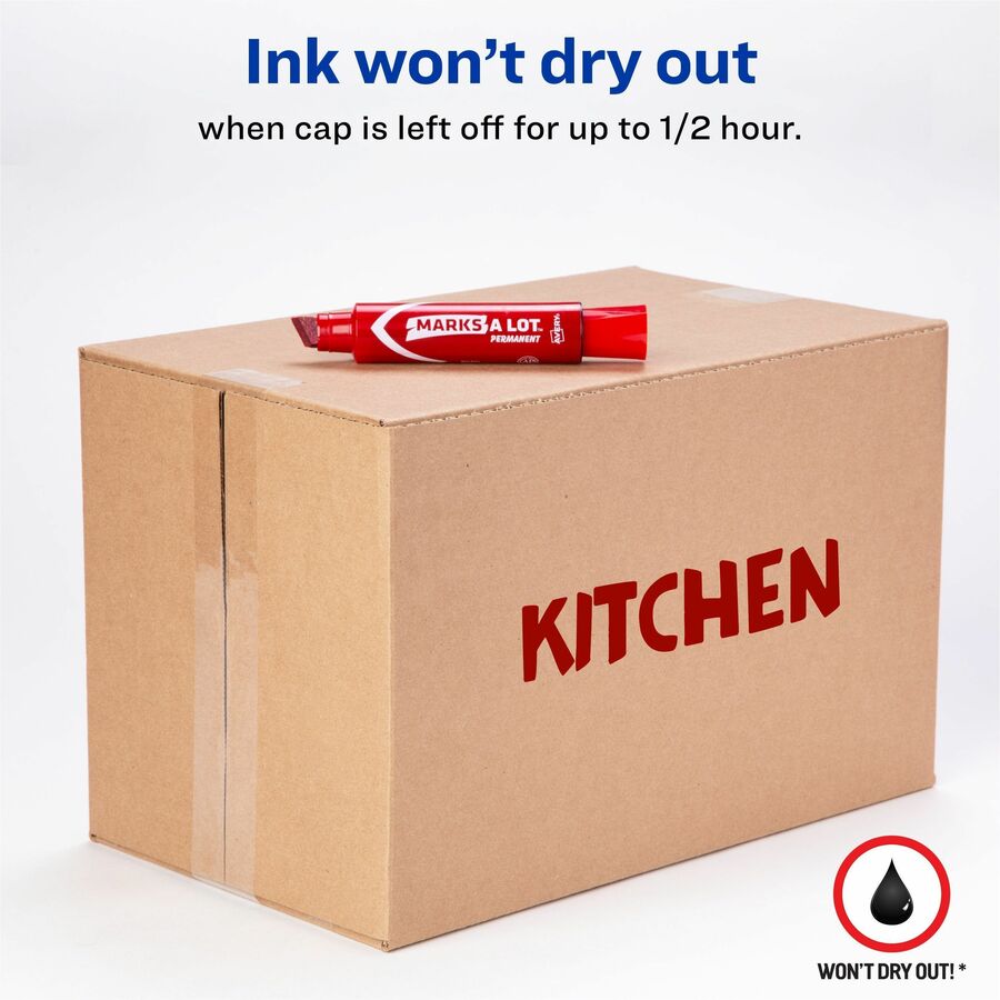MARKS A LOT Extra-Large Desk-Style Permanent Marker, Extra-Broad Chisel Tip, Red (24147)
