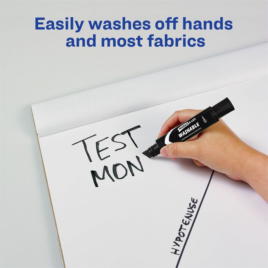 Avery Marks A Lot Jumbo Washable Marker - Chisel Marker Point Style - Black Water Based Ink - Black Barrel - 1 Each