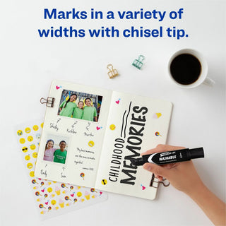 Avery Marks A Lot Jumbo Washable Marker - Chisel Marker Point Style - Black Water Based Ink - Black Barrel - 1 Each
