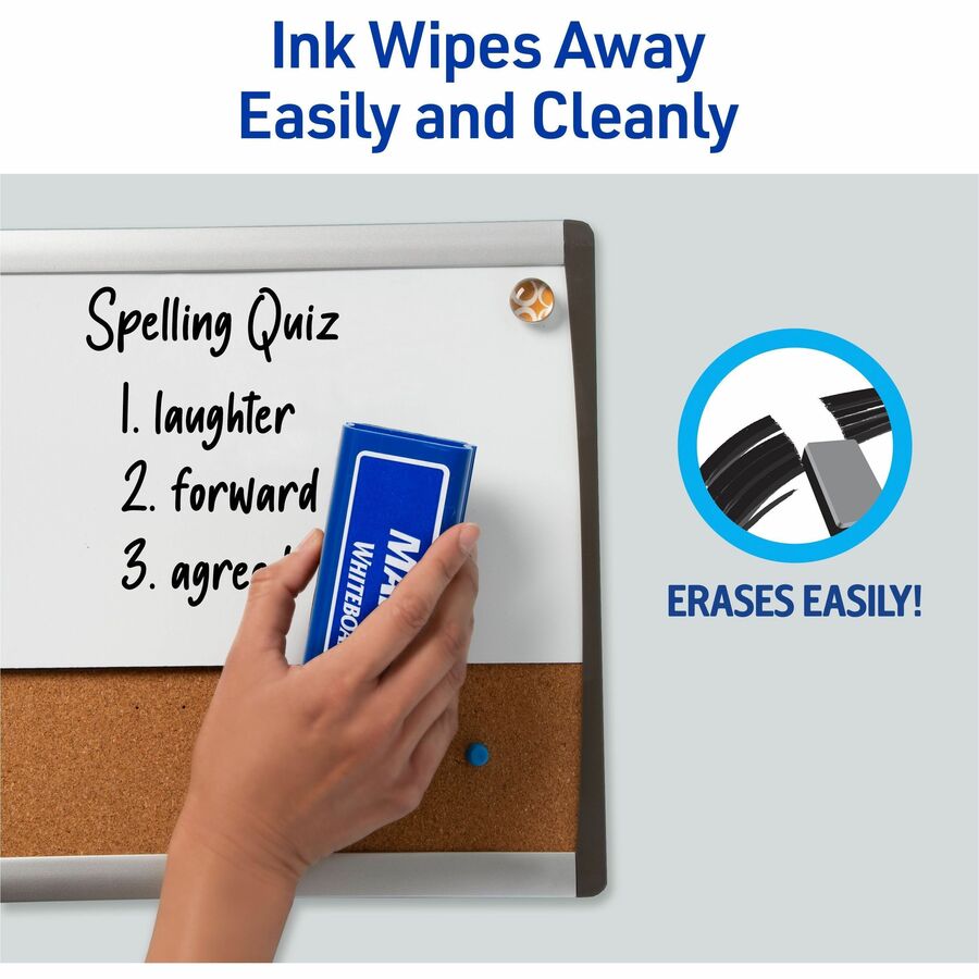 Avery Marks A Lot Desk-Style Dry Erase Marker - Chisel Marker Point Style - Blue - White Barrel - 1 Dozen