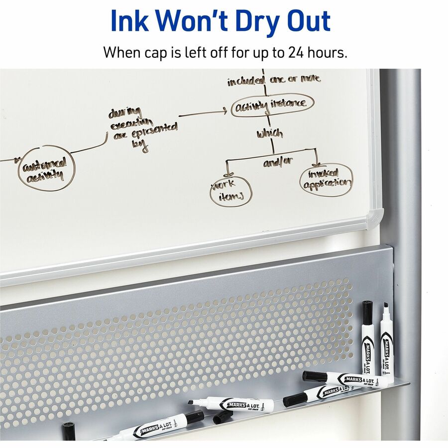Avery Marks A Lot Desk-Style Dry Erase Marker - Chisel Marker Point Style - Blue - White Barrel - 1 Dozen