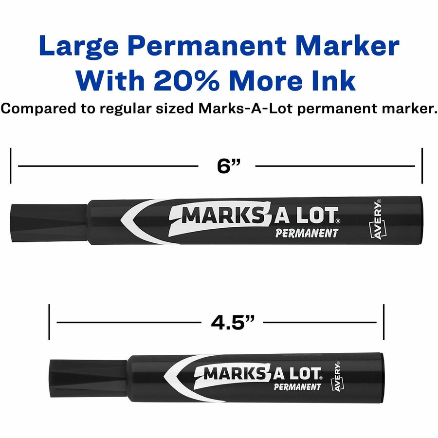 MARKS A LOT Large Desk-Style Permanent Marker, Broad Chisel Tip, Assorted Colors, 12/Set (24800)