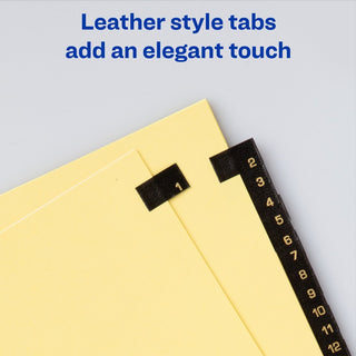Preprinted Black Leather Tab Dividers w/Copper Reinforced Holes, 31-Tab, 1 to 31, 11 x 8.5, Buff, 1 Set