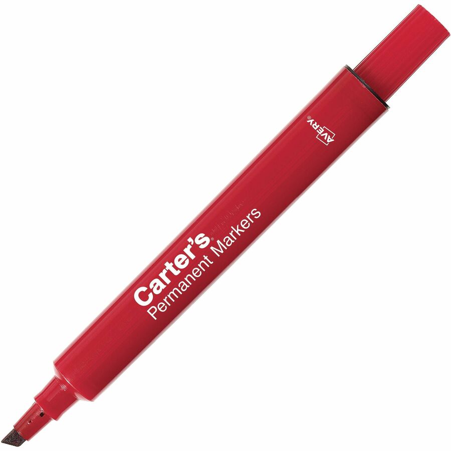 Avery Permanent Markers - Large Desk-Style Size - Chisel Marker Point Style - Red - 1 Each