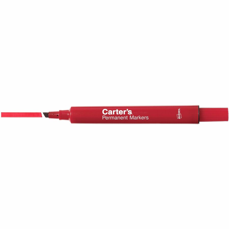 Avery Permanent Markers - Large Desk-Style Size - Chisel Marker Point Style - Red - 1 Each