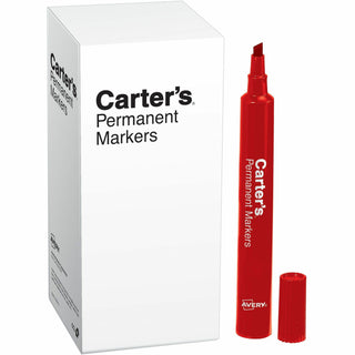 Avery Permanent Markers - Large Desk-Style Size - Chisel Marker Point Style - Red - 1 Each