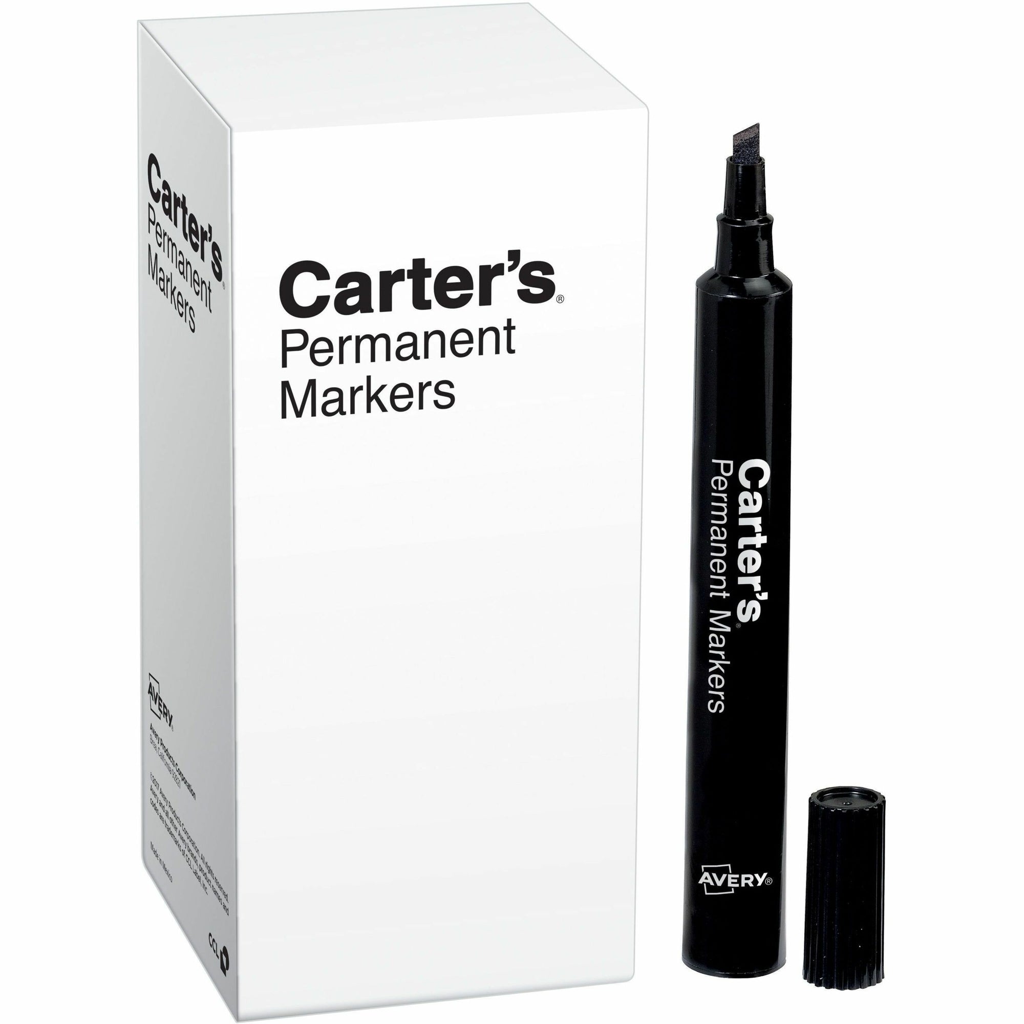 Large Desk Style Permanent Marker, Broad Chisel Tip, Black, Dozen