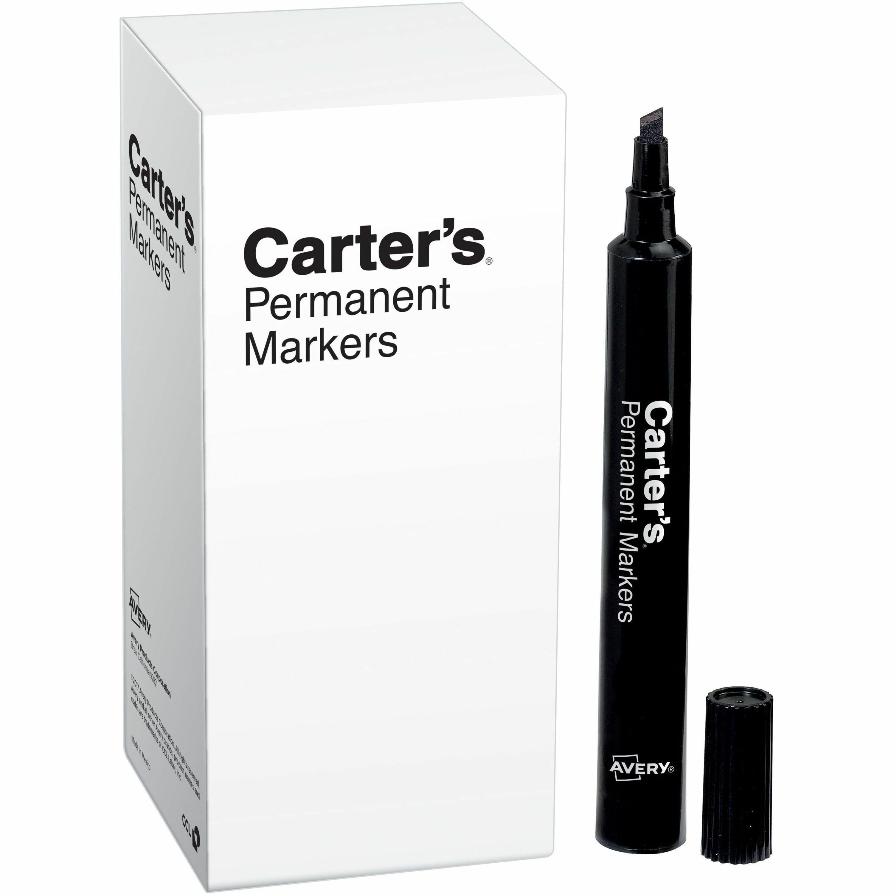 Large Desk Style Permanent Marker, Broad Chisel Tip, Black, Dozen
