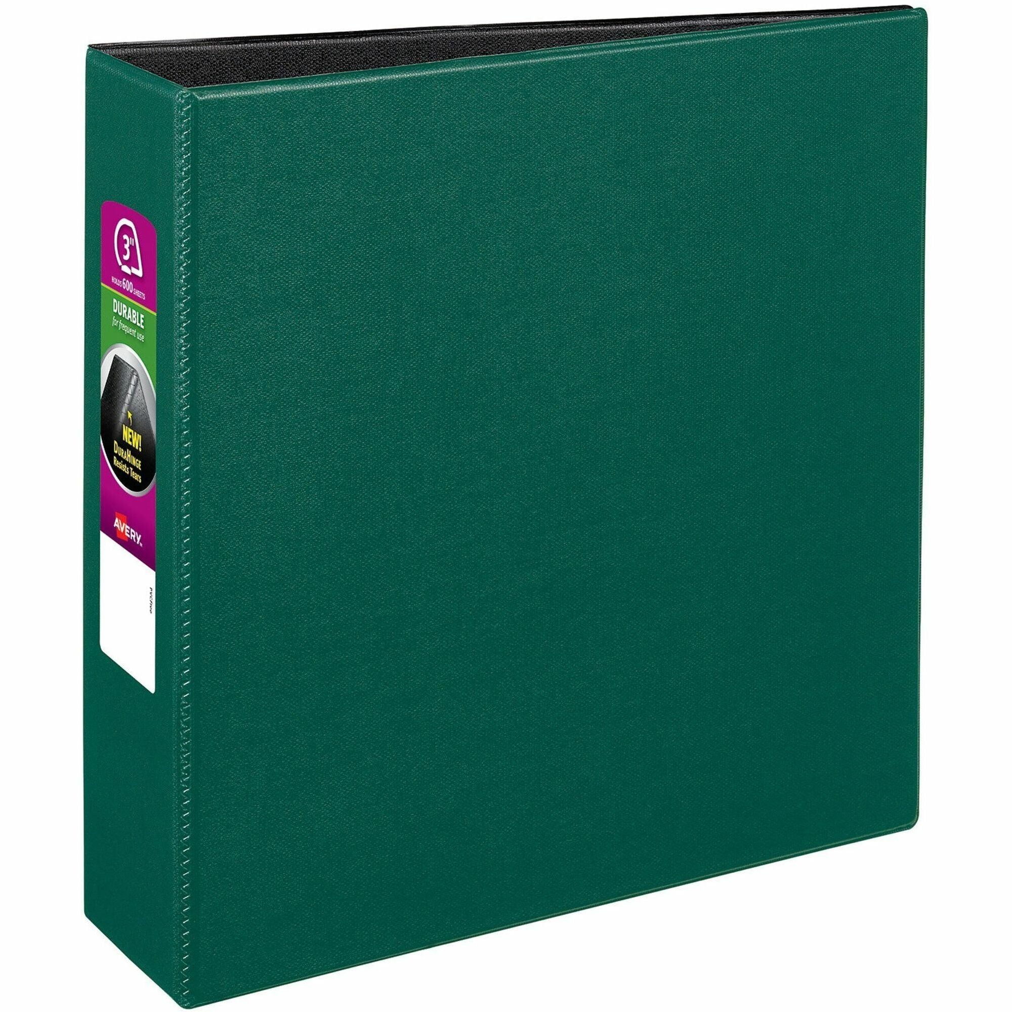 Durable Non-View Binder with DuraHinge and Slant Rings, 3 Rings, 3" Capacity, 11 x 8.5, Green