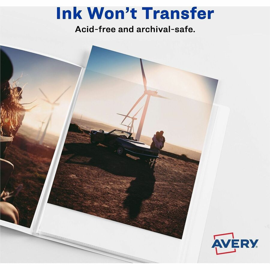 Avery White Presentation Book - Letter - 8 1/2" x 11" Sheet Size - 24 Sheet Capacity - Internal Pocket(s) - Polypropylene - Non-stick, Spill-free, Durable - 1 Each