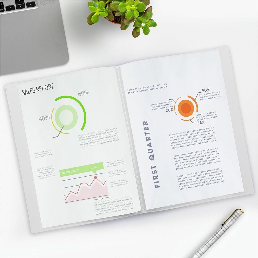 Avery White Presentation Book - Letter - 8 1/2" x 11" Sheet Size - 24 Sheet Capacity - Internal Pocket(s) - Polypropylene - Non-stick, Spill-free, Durable - 1 Each
