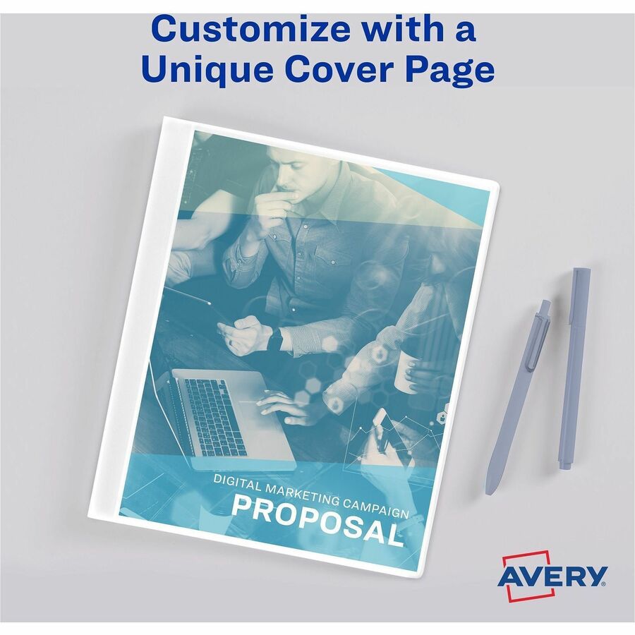 Avery White Presentation Book - Letter - 8 1/2" x 11" Sheet Size - 24 Sheet Capacity - Internal Pocket(s) - Polypropylene - Non-stick, Spill-free, Durable - 1 Each