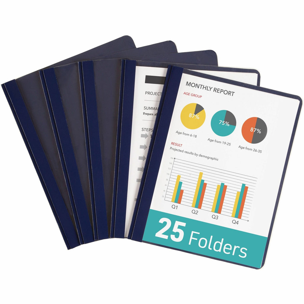 Durable Clear Front Report Cover, Prong Fastener, 0.13" Capacity, 8.5 x 11, Clear/Blue, 25/Box