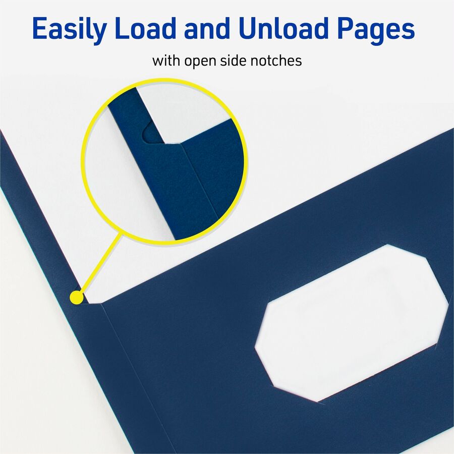 Two-Pocket Folder, Prong Fastener, 0.5" Capacity, 11 x 8.5, Dark Blue, 25/Box