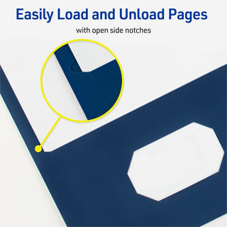Two-Pocket Folder, Prong Fastener, 0.5" Capacity, 11 x 8.5, Dark Blue, 25/Box