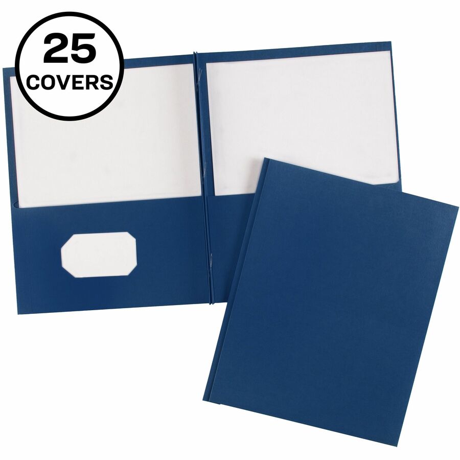 Two-Pocket Folder, Prong Fastener, 0.5" Capacity, 11 x 8.5, Dark Blue, 25/Box