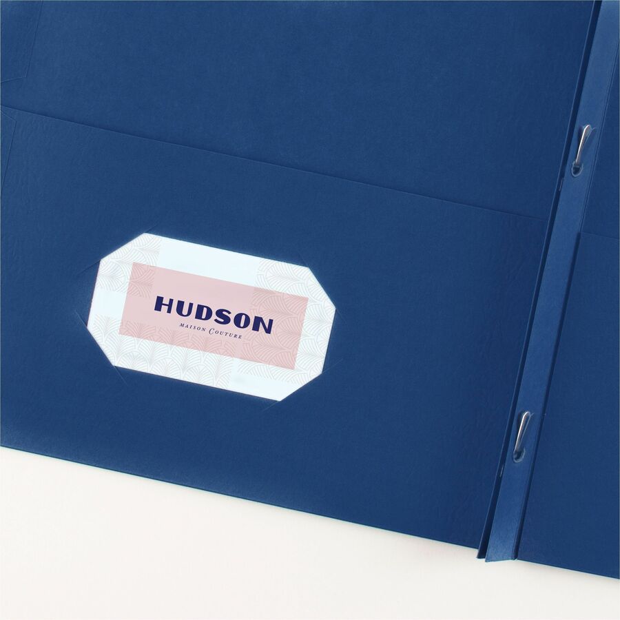 Two-Pocket Folder, Prong Fastener, 0.5" Capacity, 11 x 8.5, Dark Blue, 25/Box