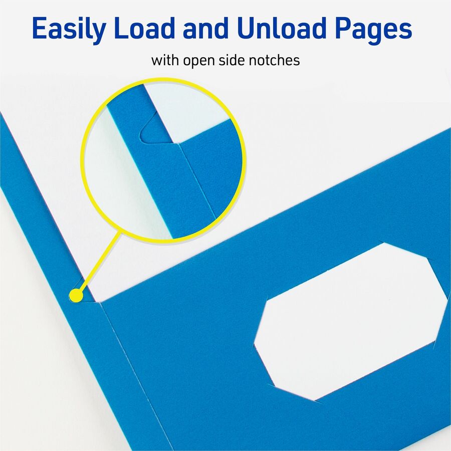 Two-Pocket Folder, Prong Fastener, 0.5" Capacity, 11 x 8.5, Light Blue, 25/Box