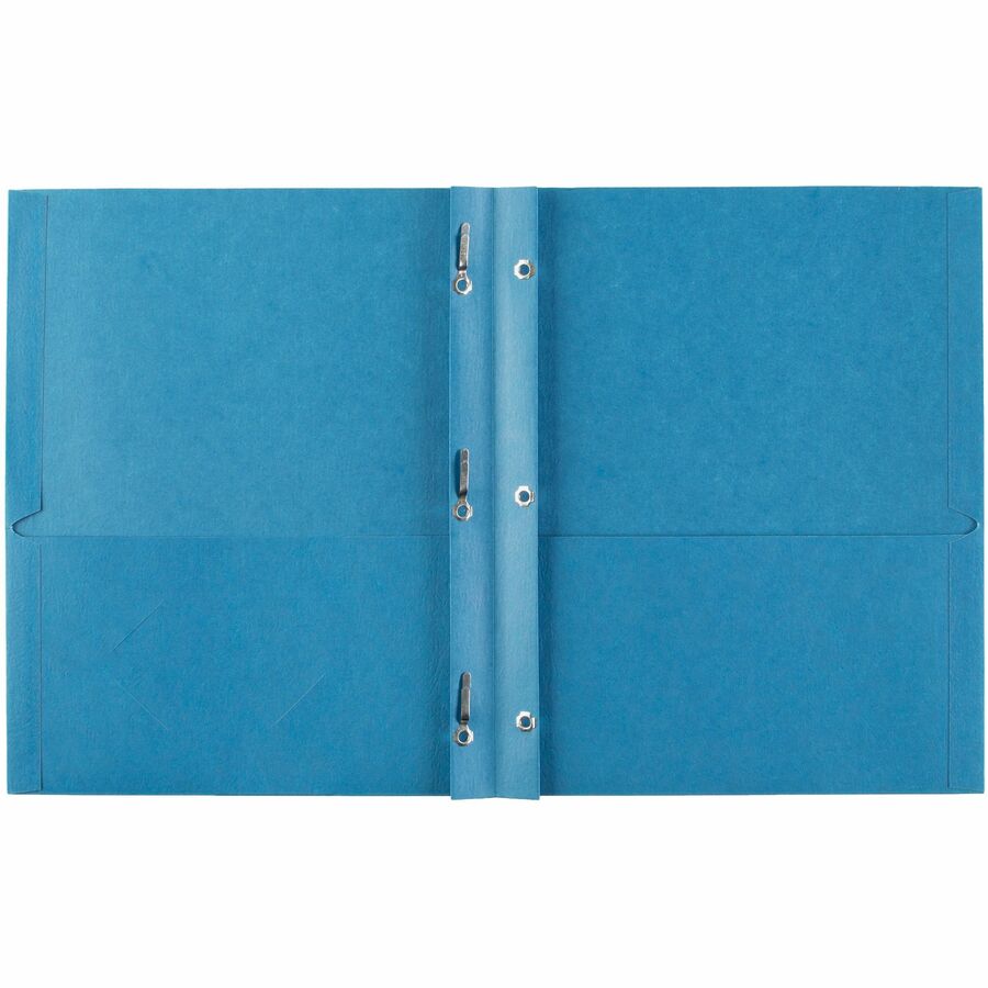 Two-Pocket Folder, Prong Fastener, 0.5" Capacity, 11 x 8.5, Light Blue, 25/Box
