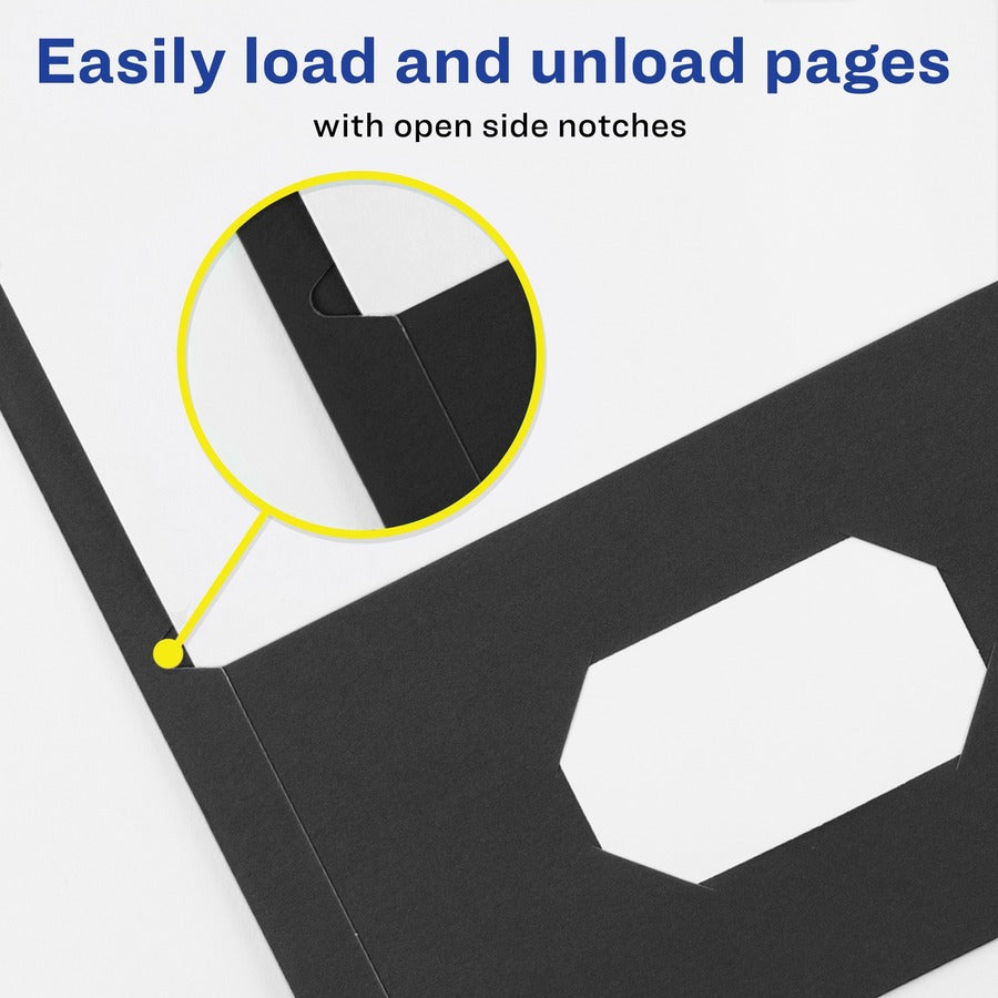 Two-Pocket Folder, Prong Fastener, 0.5" Capacity, 11 x 8.5, Black, 25/Box