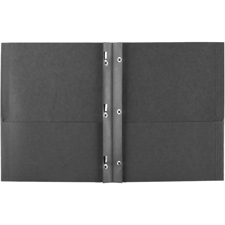 Two-Pocket Folder, Prong Fastener, 0.5" Capacity, 11 x 8.5, Black, 25/Box