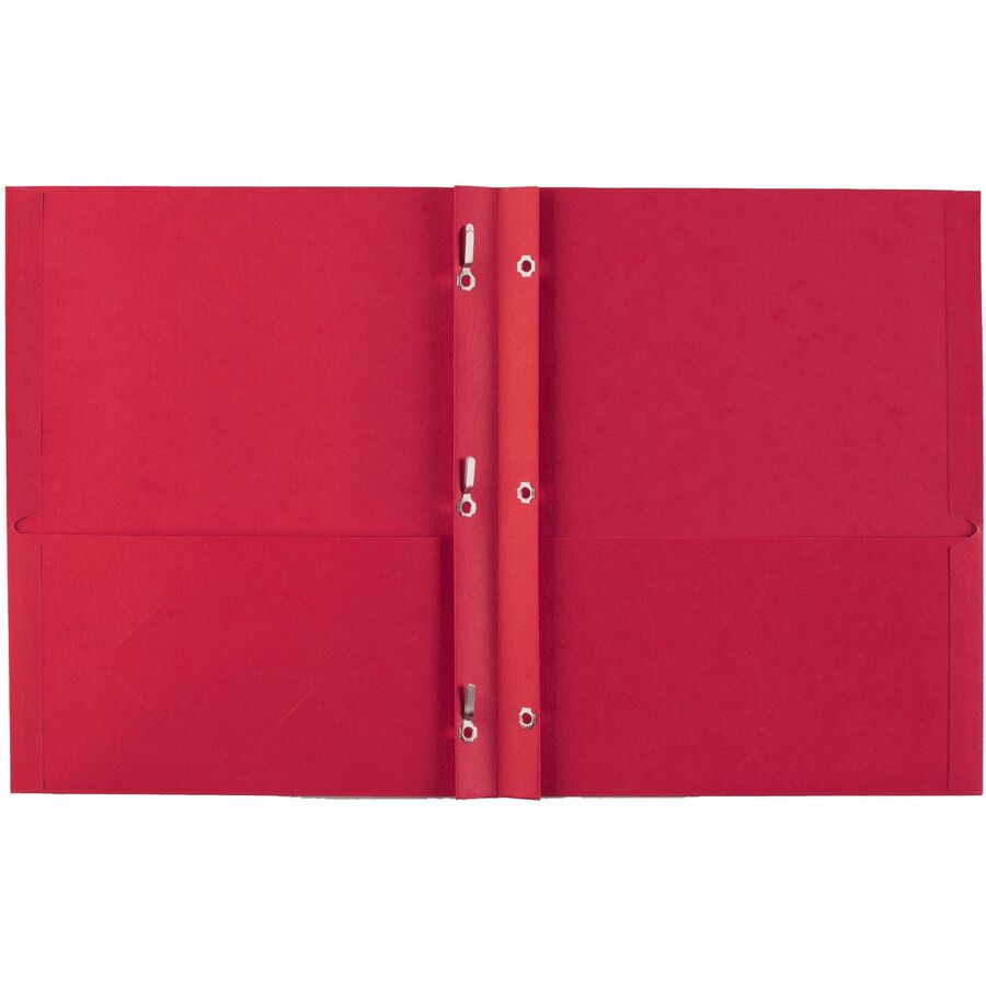 Two-Pocket Folder, Prong Fastener, 0.5" Capacity, 11 x 8.5, Red, 25/Box