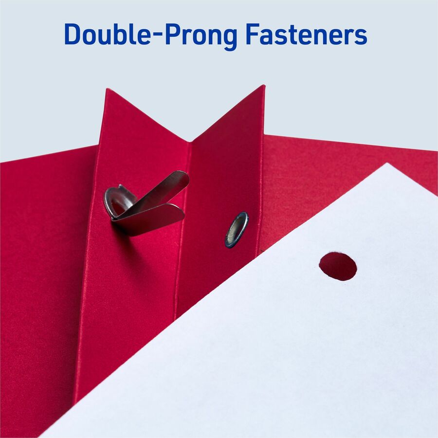 Two-Pocket Folder, Prong Fastener, 0.5" Capacity, 11 x 8.5, Red, 25/Box