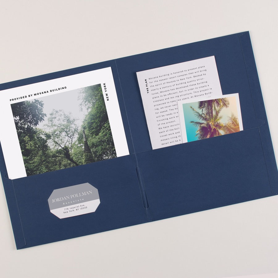 Two-Pocket Folder, 40-Sheet Capacity, 11 x 8.5, Dark Blue, 25/Box
