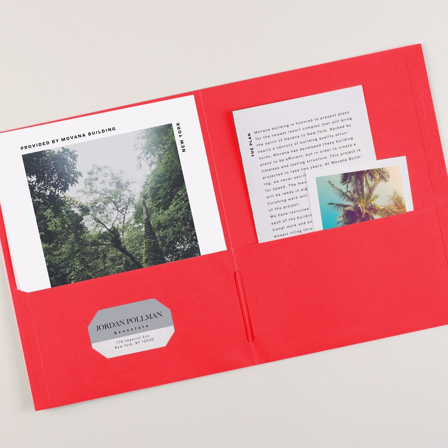 Two-Pocket Folder, 40-Sheet Capacity, 11 x 8.5, Red, 25/Box