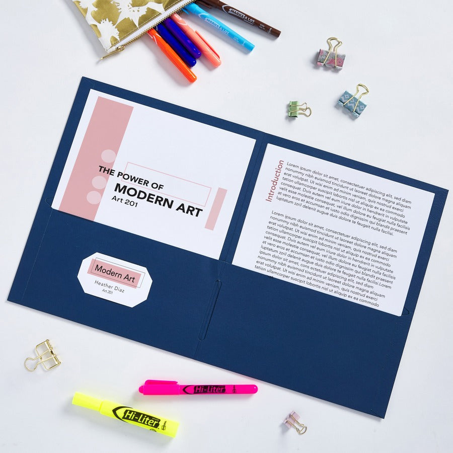 Two-Pocket Folder, 40-Sheet Capacity, 11 x 8.5, Assorted Colors, 25/Box