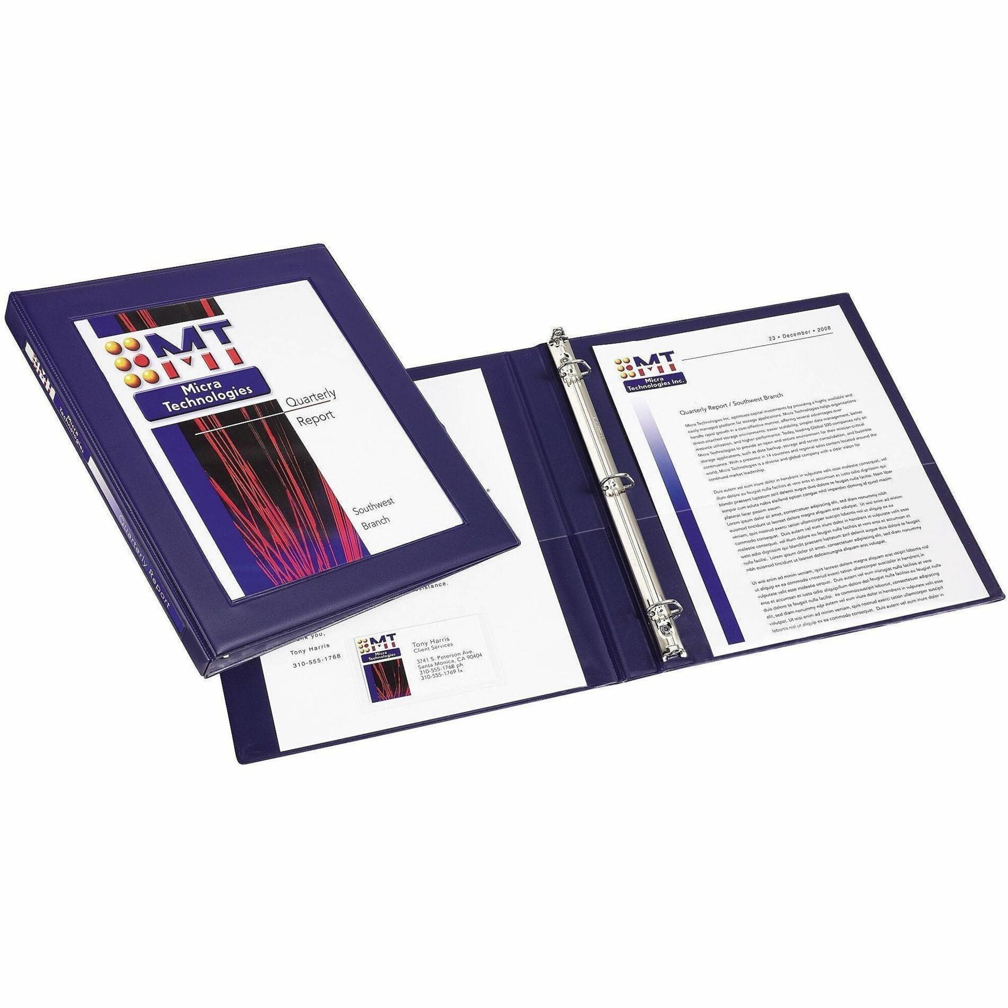 Framed View Heavy-Duty Binders, 3 Rings, 0.5" Capacity, 11 x 8.5, Navy Blue