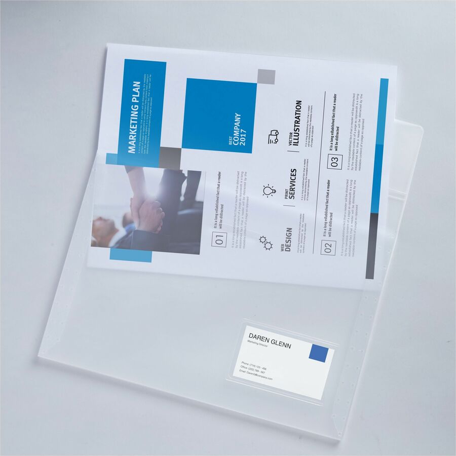 Translucent Document Wallets, Letter Size, Translucent Clear, 12/Box