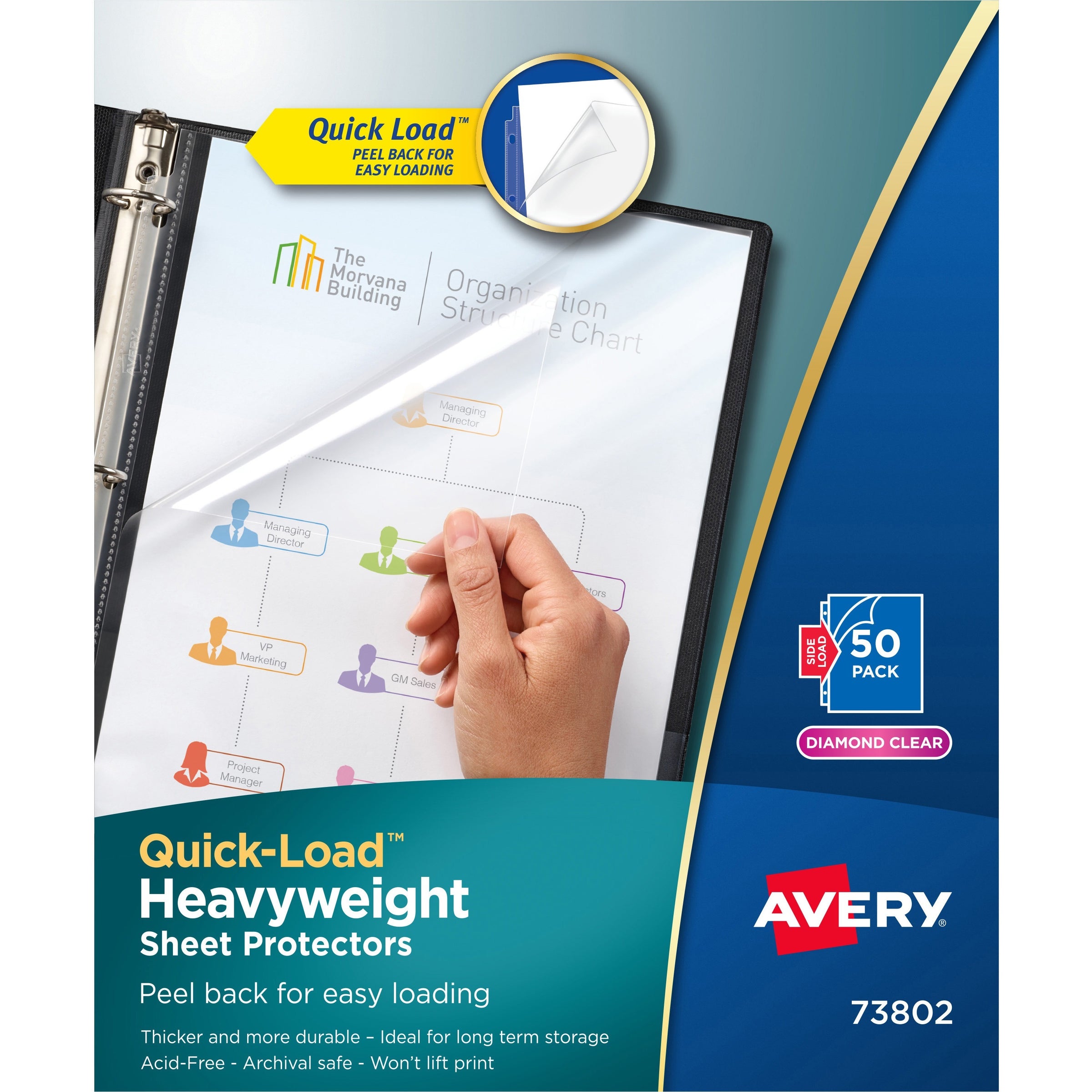 Quick Top and Side Loading Sheet Protectors, Letter, Diamond Clear, 50/Box