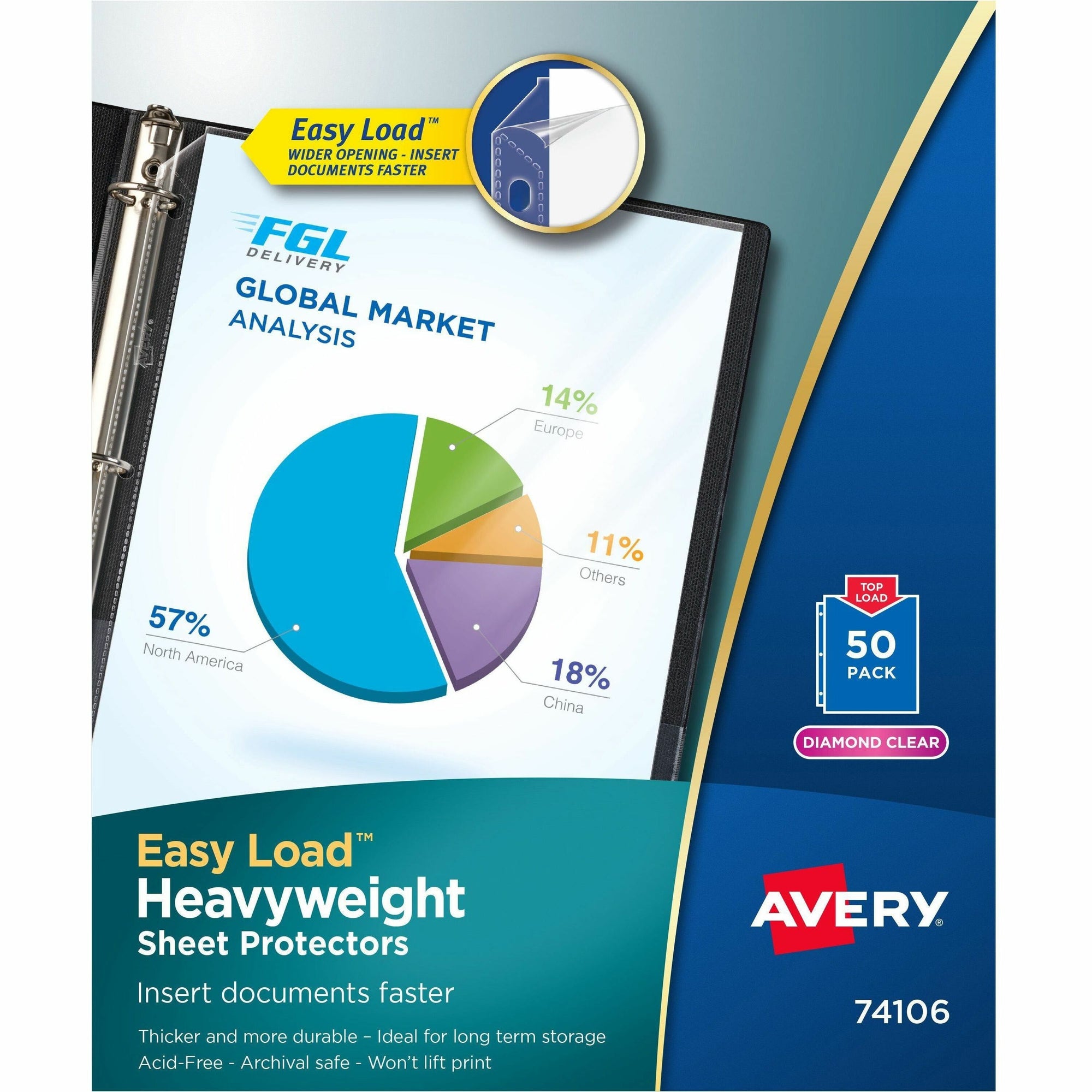Top-Load Poly Sheet Protectors, Heavy Gauge, Letter, Diamond Clear, 50/Box