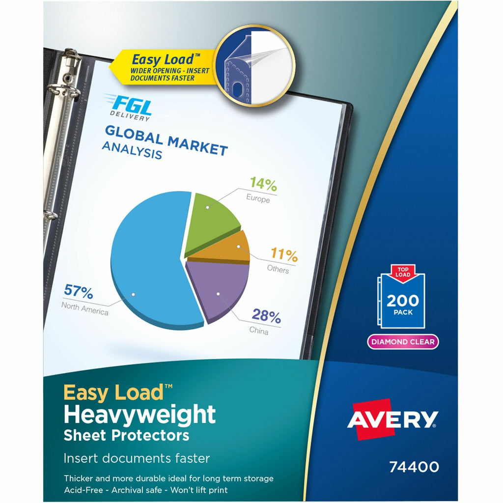 Top-Load Poly Sheet Protectors, Heavy, Letter, Diamond Clear, 200/Box