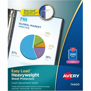 Top-Load Poly Sheet Protectors, Heavy, Letter, Diamond Clear, 200/Box