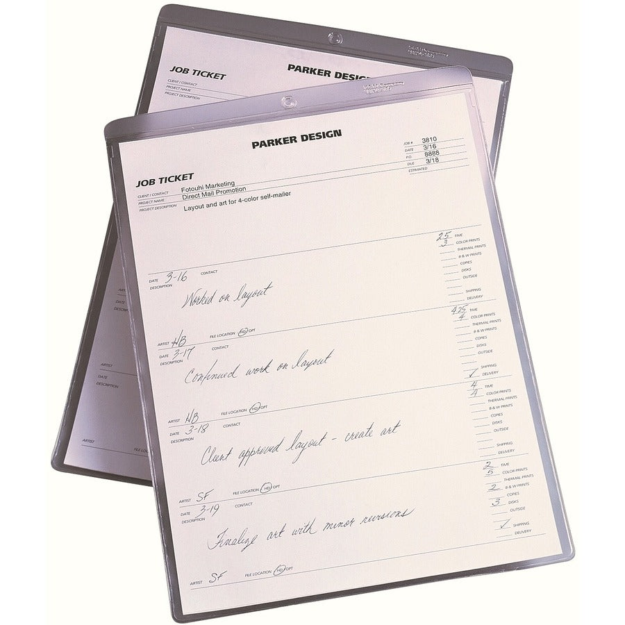Job Ticket Holders, Heavy Gauge Vinyl, 9 x 12, Clear, 10/Pack