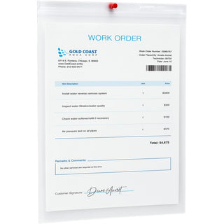 Job Ticket Holders, Heavy Gauge Vinyl, 9 x 12, Clear, 10/Pack