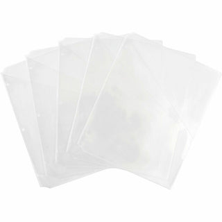 Binder Pockets, 3-Hole Punched, 9.25 x 11, Clear, 5/Pack