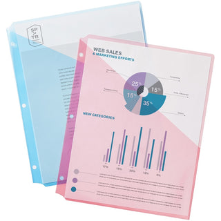 Binder Pockets, 3-Hole Punched, 9.25 x 11, Assorted Colors, 5/Pack