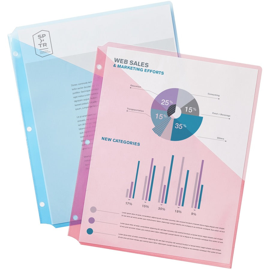 Binder Pockets, 3-Hole Punched, 9.25 x 11, Assorted Colors, 5/Pack