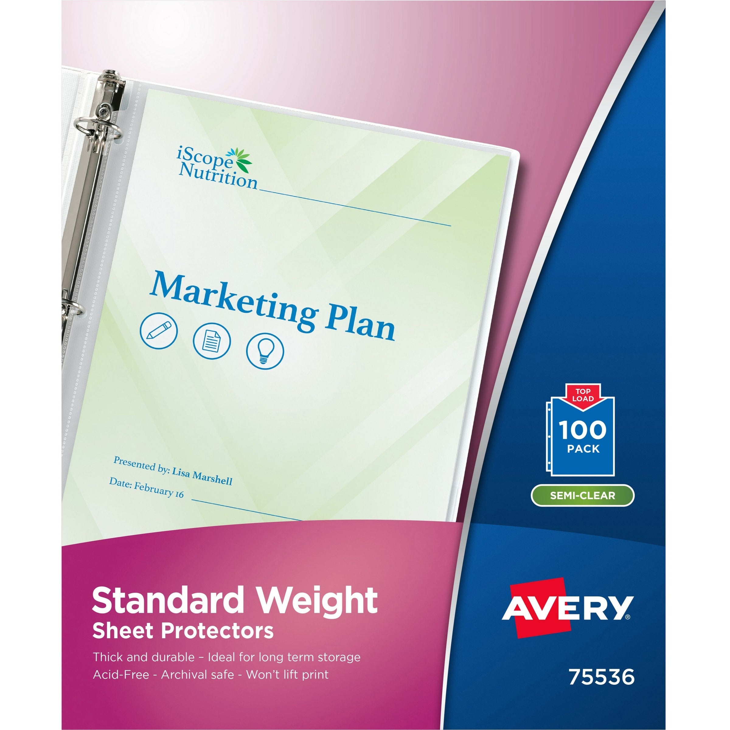 Top-Load Sheet Protector, Standard, Letter, Semi-Clear, 100/Box