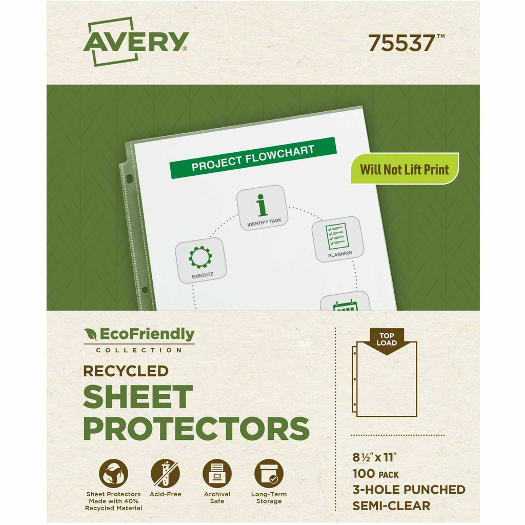 Top-Load Recycled Polypropylene Sheet Protector, Semi-Clear, 100/Box